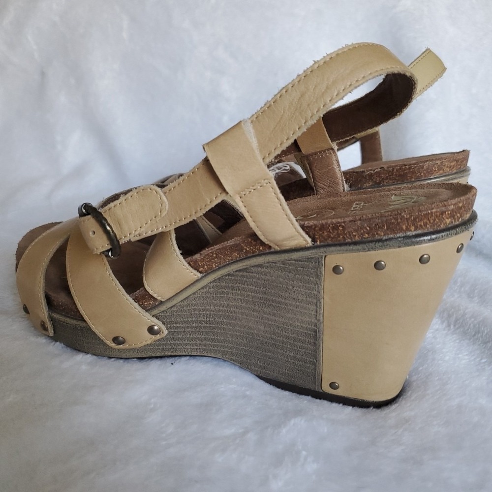 Dansko Frida Wedge Sandals 10.5 Brown Leather Criss Cross Buckle Ankle Strap 41 - Picture 7 of 11